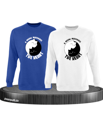 A Meow Massages The Heart  Sweatshirt blau weiß A Meow Massages The Heart  Sweatshirt blau weiß