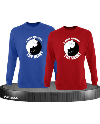 A Meow Massages The Heart  Sweatshirt blau rot A Meow Massages The Heart  Sweatshirt blau rot