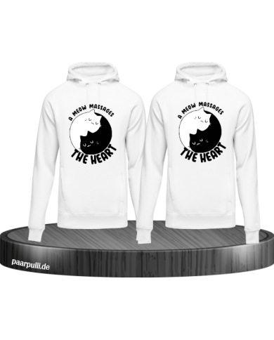 A Meow Massage The Heart - Hoodie für Beste Freunde weiß A Meow Massage The Heart - Hoodie für Beste Freunde weiß