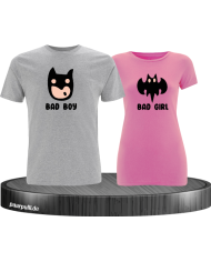 Bad Boy Bad Girl Pärchen T-Shirt grau rosa