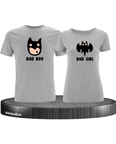 Bad Boy Bad Girl Pärchen T-Shirt grau Bad Boy Bad Girl Pärchen T-Shirt grau