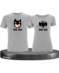 Bad Boy Bad Girl Pärchen T-Shirt grau