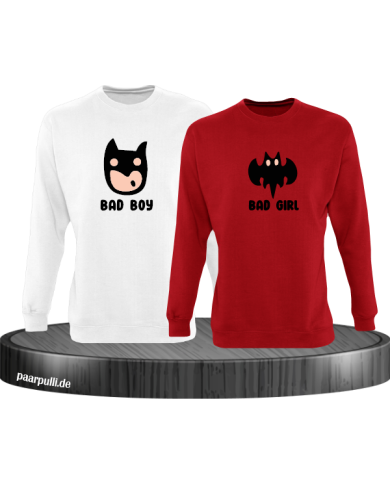 Bad Boy Bad Girl Sweatshirt weiß rot Bad Boy Bad Girl Sweatshirt weiß rot