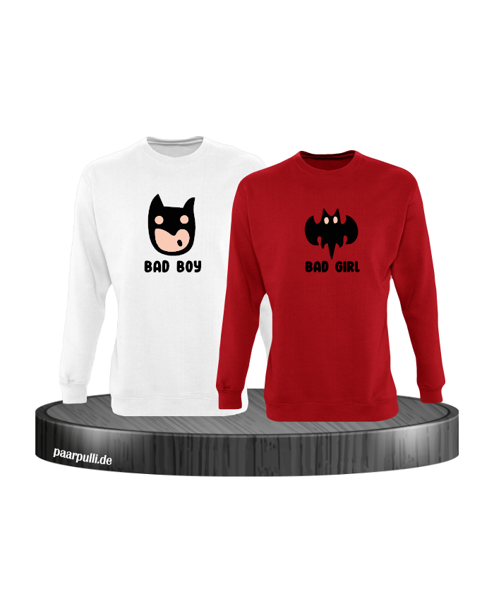 Bad Boy Bad Girl Sweatshirt weiß rot