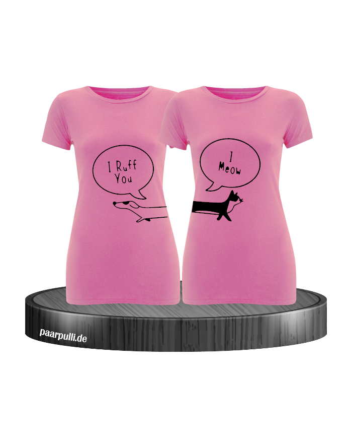 I Ruff for You I Meow - T-Shirt Set rosa