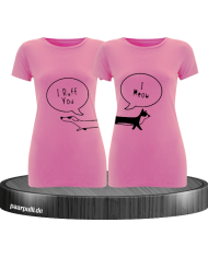 I Ruff for You I Meow - T-Shirt Set rosa
