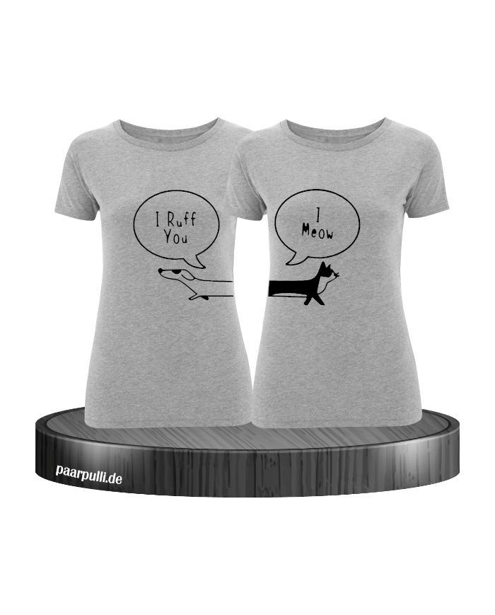 I Ruff for You I Meow - T-Shirt Set grau