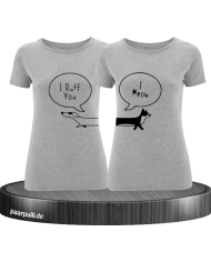 I Ruff for You I Meow - T-Shirt Set grau
