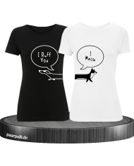 I Ruff for You I Meow - T-Shirt Set schwarz weiß