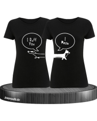 I Ruff for You I Meow - T-Shirt Set schwarz