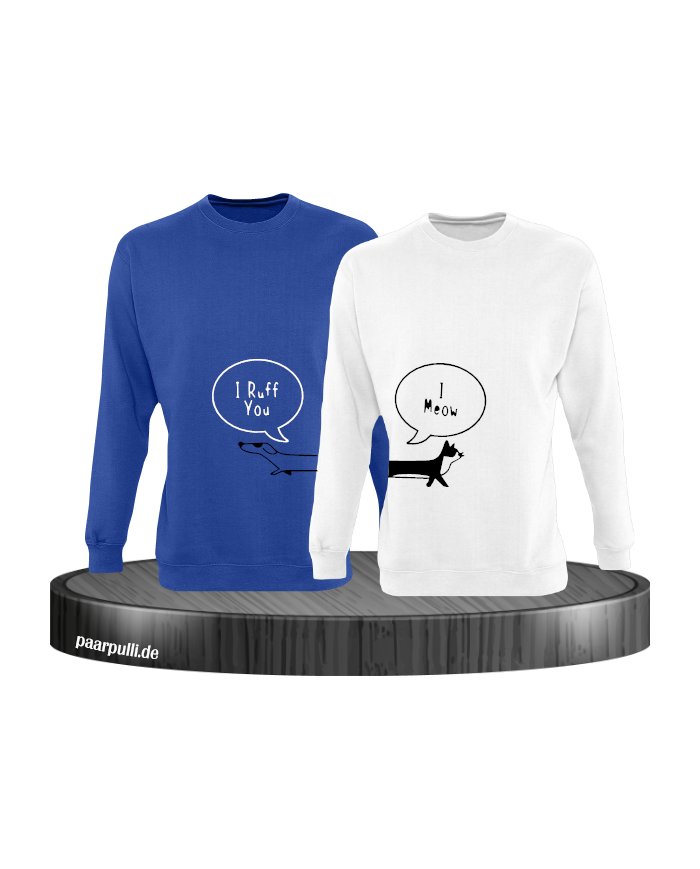 I Ruff for You I Meow Sweatshirt blau weiß