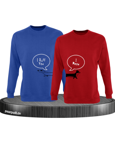 I Ruff for You I Meow Sweatshirt blau rot I Ruff for You I Meow Sweatshirt blau rot