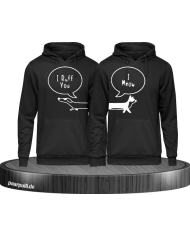I Ruff for You I Meow - Hoodie für Beste Freunde schwarz