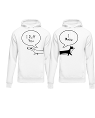 I Ruff for You I Meow - Hoodie für Beste Freunde weiß