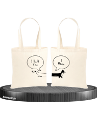 I Ruff for You I Meow Jutebeutel Set