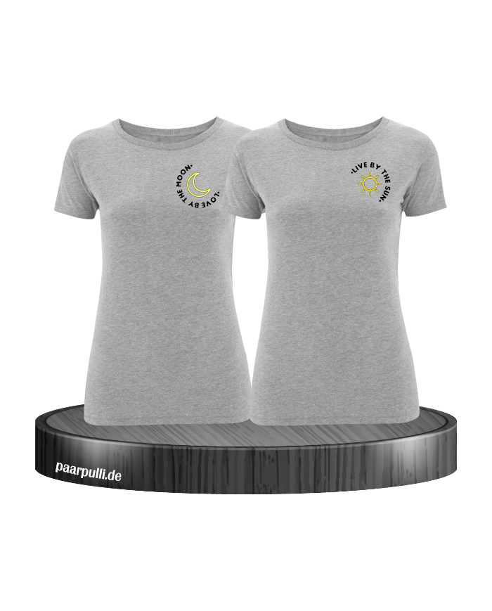 Live By The Sun Love By The Moon - Best Friends T-Shirt Set grau