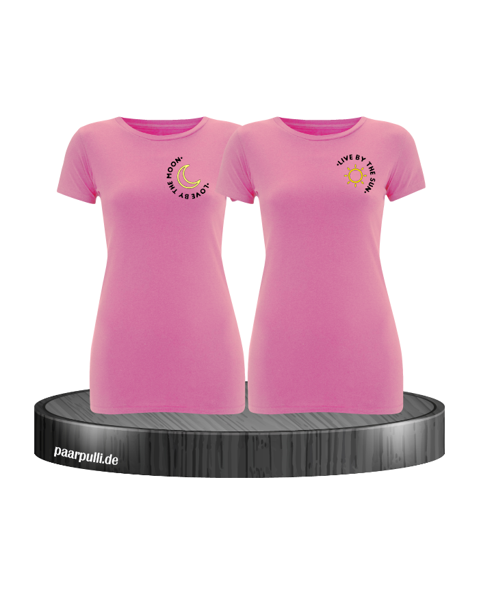 Live By The Sun Love By The Moon - Best Friends T-Shirt Set rosa