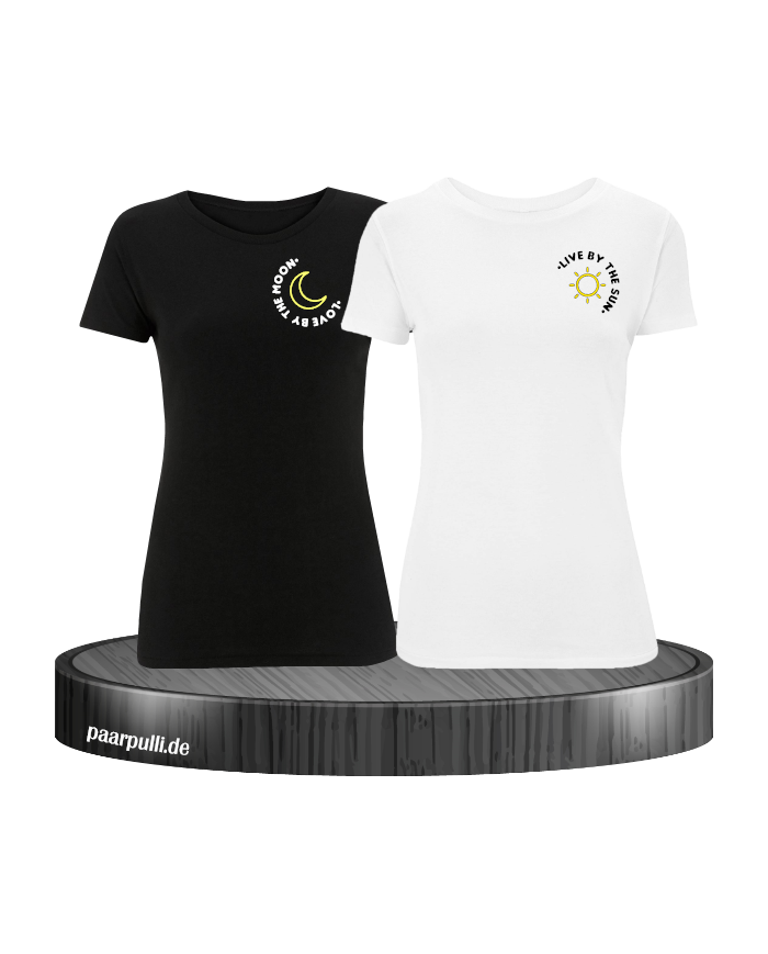 Live By The Sun Love By The Moon - Best Friends T-Shirt Set schwarz weiß