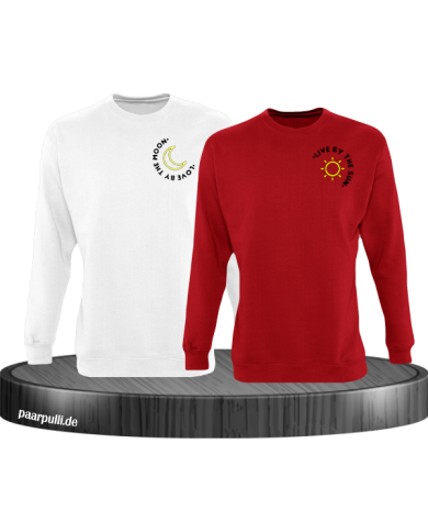 Live By The Sun Love By The Moon Sweatshirt weiß rot Live By The Sun Love By The Moon Sweatshirt weiß rot
