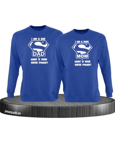 Super Dad und Super Mom Sweatshirt blau Super Dad und Super Mom Sweatshirt blau