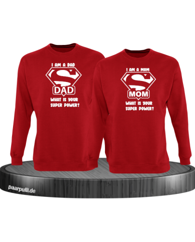 Super Dad und Super Mom Sweatshirt rot Super Dad und Super Mom Sweatshirt rot