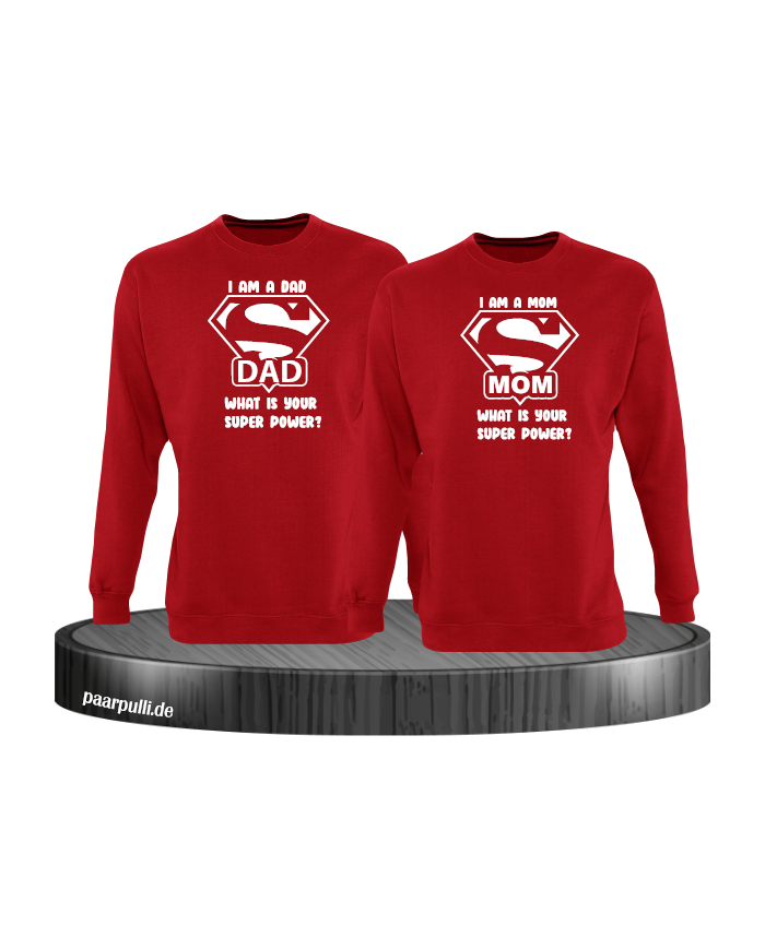 Super Dad und Super Mom Sweatshirt rot