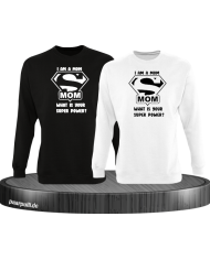 Super Dad und Super Mom Sweatshirt schwarz weiß