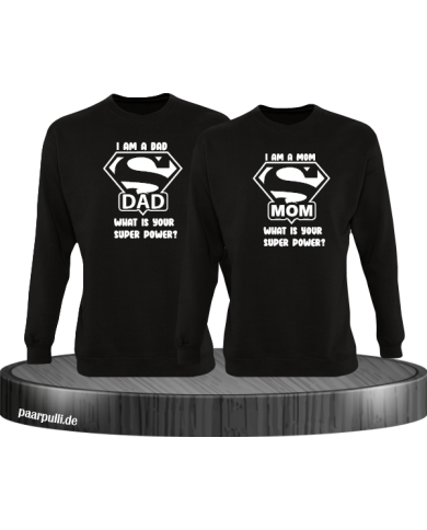 Super Dad und Super Mom Sweatshirt schwarz Super Dad und Super Mom Sweatshirt schwarz