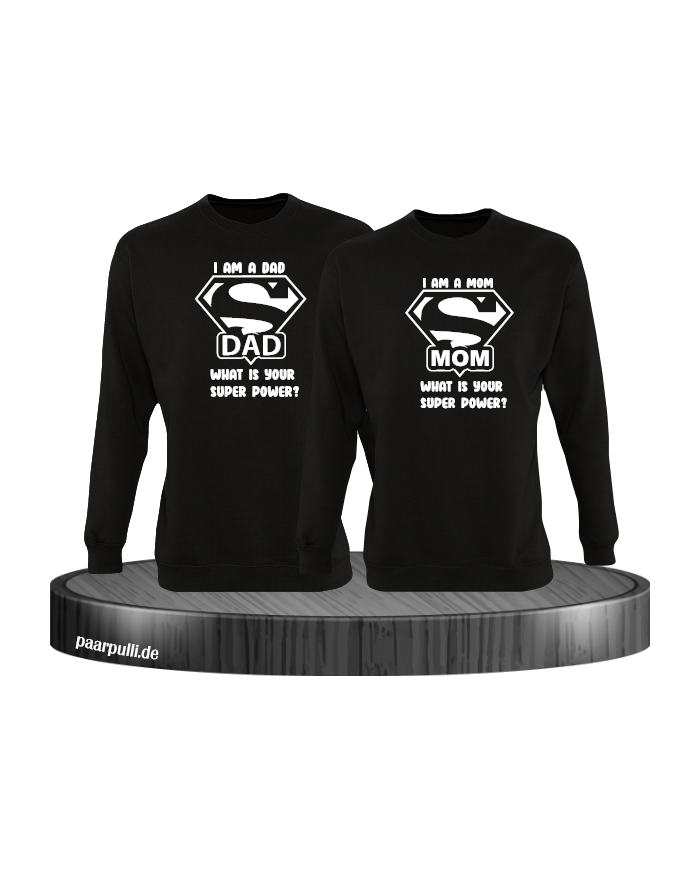 Super Dad und Super Mom Sweatshirt schwarz