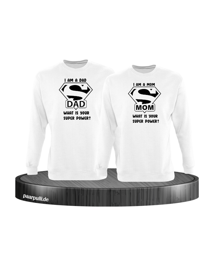 Super Dad und Super Mom Sweatshirt weiß