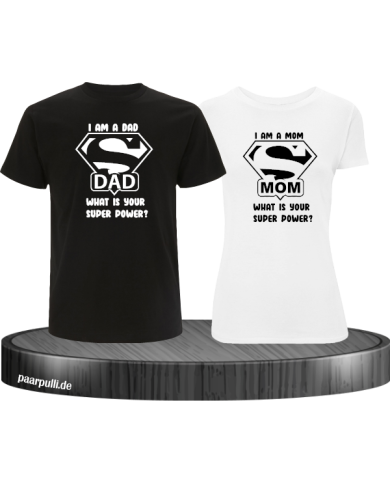 Super Dad und Super Mom Pärchen T-Shirt