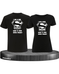 Super Dad und Super Mom Pärchen T-Shirt schwarz