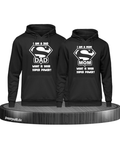 Super Dad und Super Mom Hoodie schwarz Super Dad und Super Mom Hoodie schwarz