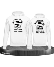 Super Dad und Super Mom Hoodie weiß