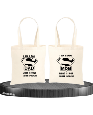Super Dad und Super Mom Jutebeutel Set
