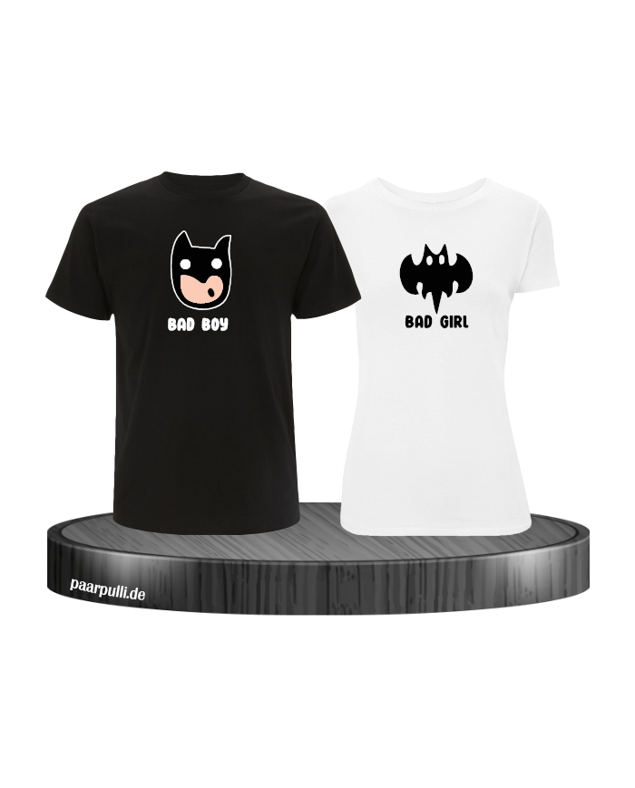 Bad Boy Bad Girl Pärchen T-Shirt schwarz weiß