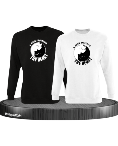 A Meow Massages The Heart  Sweatshirt schwarz weiß A Meow Massages The Heart  Sweatshirt schwarz weiß