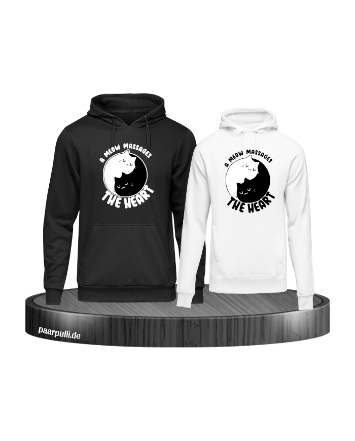 A Meow Massage The Heart - Hoodie für Beste Freunde schwaz weiß