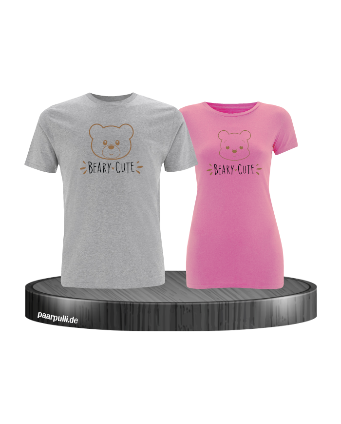Beary Cute Pärchen T-Shirt grau rosa
