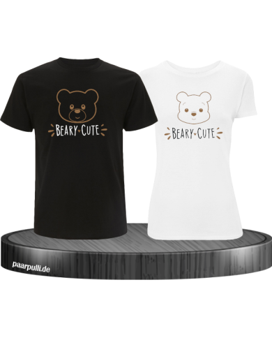 Beary Cute Pärchen T-Shirt schwarz weiß Beary Cute Pärchen T-Shirt schwarz weiß