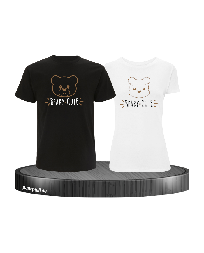 Beary Cute Pärchen T-Shirt schwarz weiß