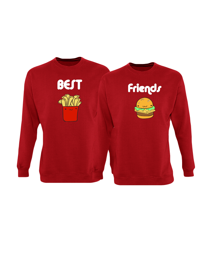 Best Friend Pommes und Burger Sweatshirt rot