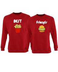 Best Friend Pommes und Burger Sweatshirt rot