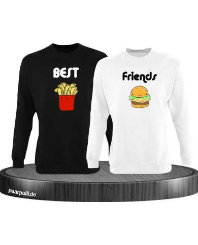 Best Friend Pommes und Burger Sweatshirt schwarz weiß Best Friend Pommes und Burger Sweatshirt schwarz weiß