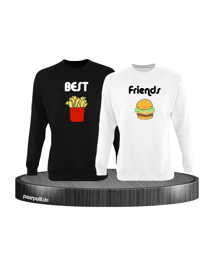 Best Friend Pommes und Burger Sweatshirt schwarz weiß