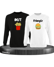 Best Friend Pommes und Burger Sweatshirt schwarz weiß