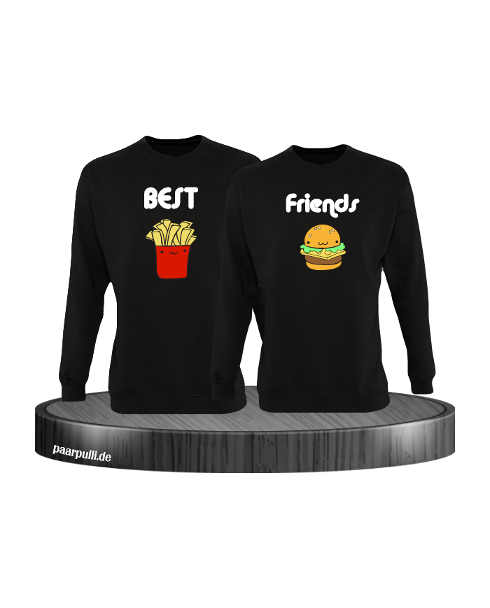 Best Friend Pommes und Burger Sweatshirt schwarz