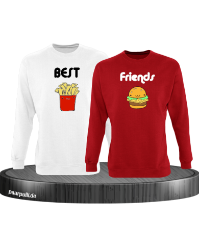 Best Friend Pommes und Burger Sweatshirt weiß rot Best Friend Pommes und Burger Sweatshirt weiß rot