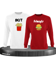 Best Friend Pommes und Burger Sweatshirt weiß rot