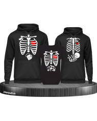 Skelett Halloween Hoodies mit Baby Body Familienlook